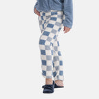 Styled By- Set of 2 - Long Sleeve Top - Checkered Pattern Pyjama Set (Size - S-M) - Blue - White