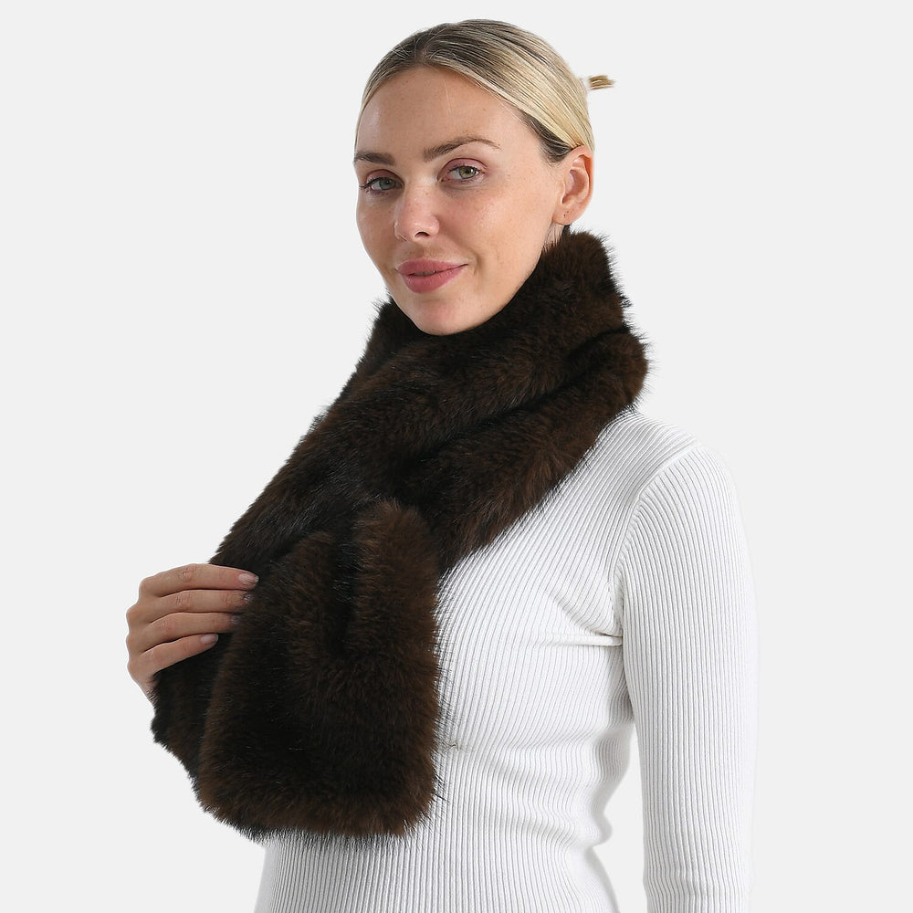 Styled By Faux fur Scarf (One Size) - Dark Brown