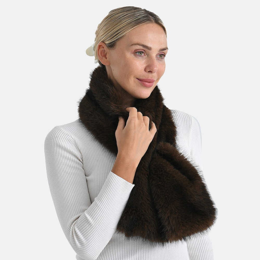 Styled By Faux fur Scarf (One Size) - Dark Brown