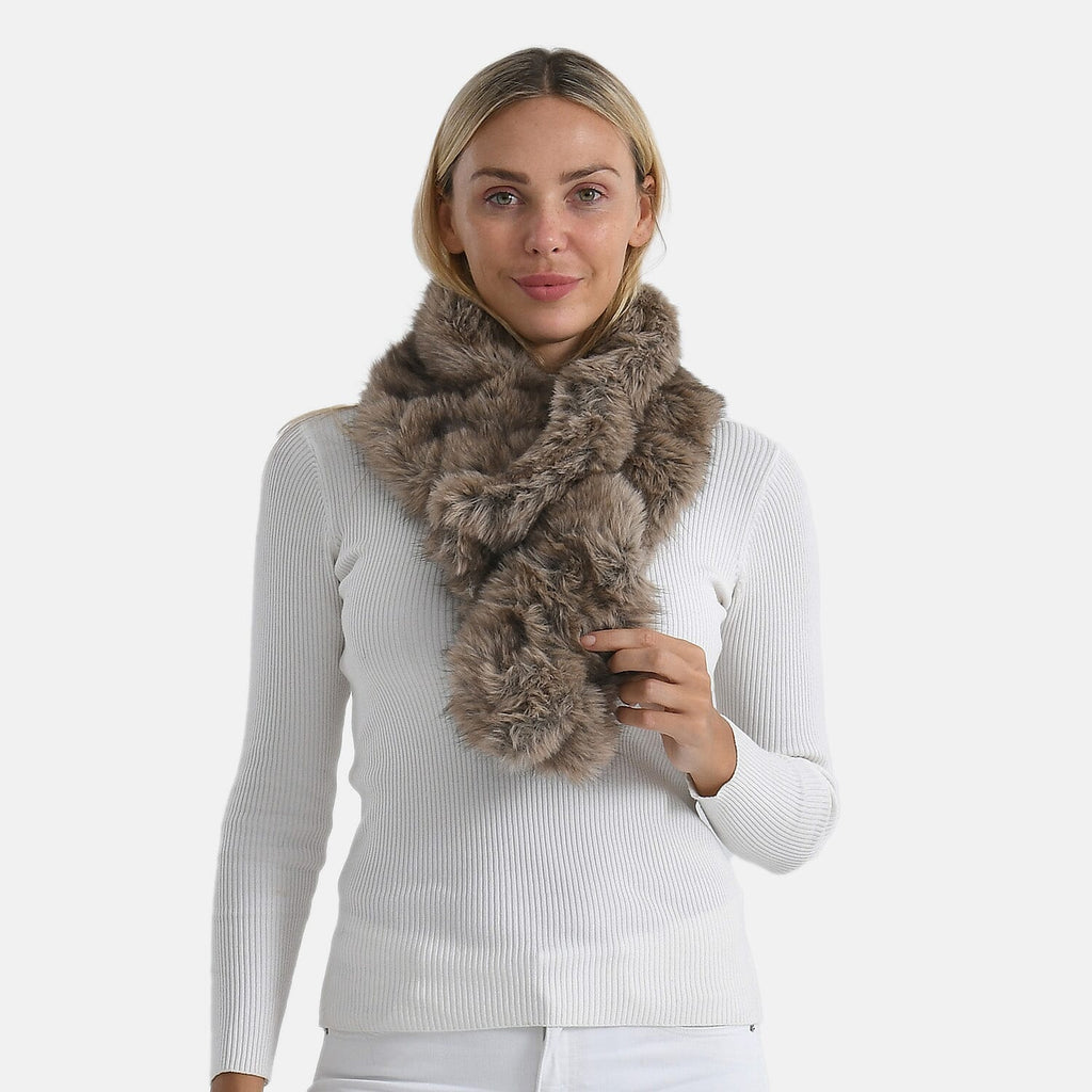 Styled By Faux Fur Scarf (85 x 13 Cm) - Light Brown