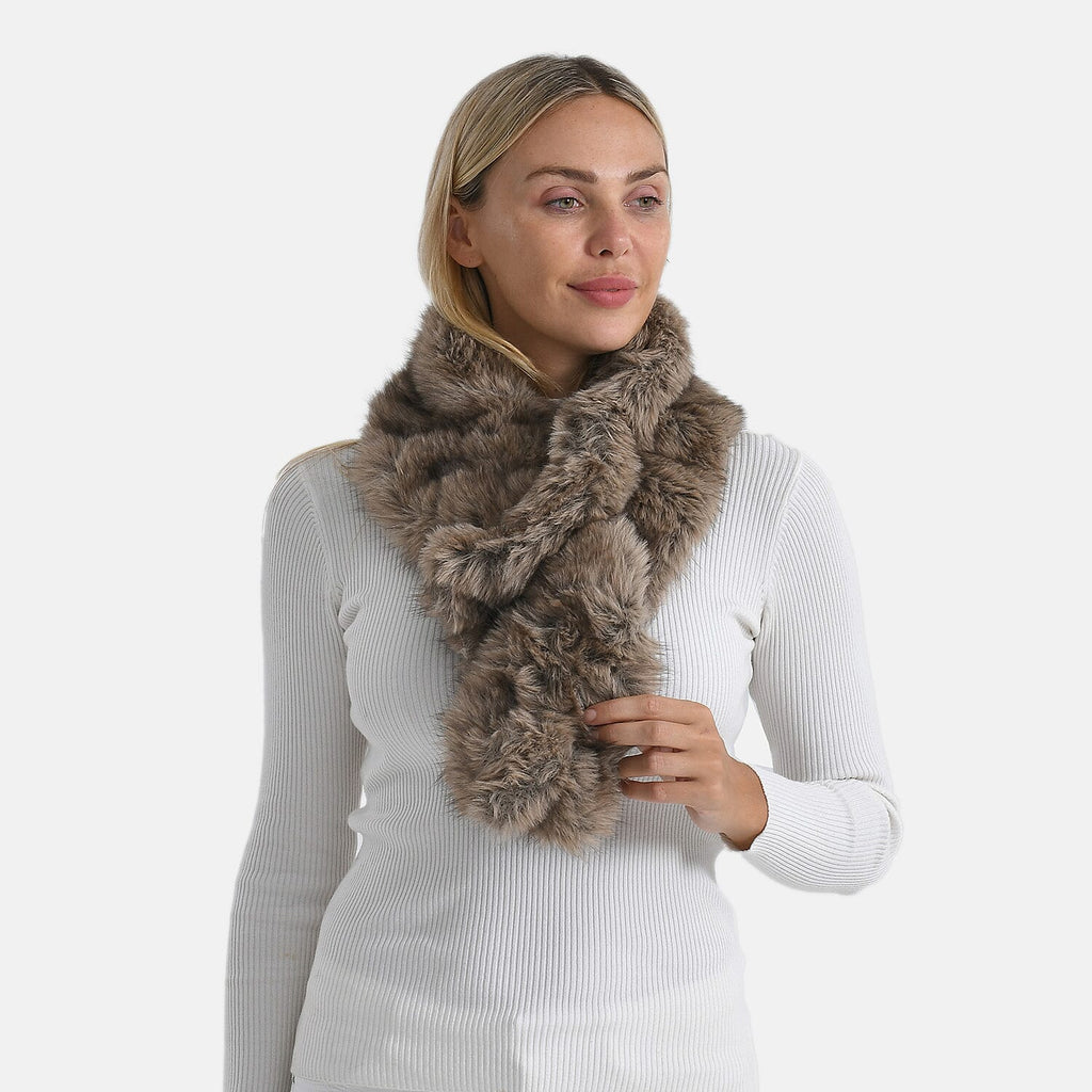 Styled By Faux Fur Scarf (85 x 13 Cm) - Light Brown