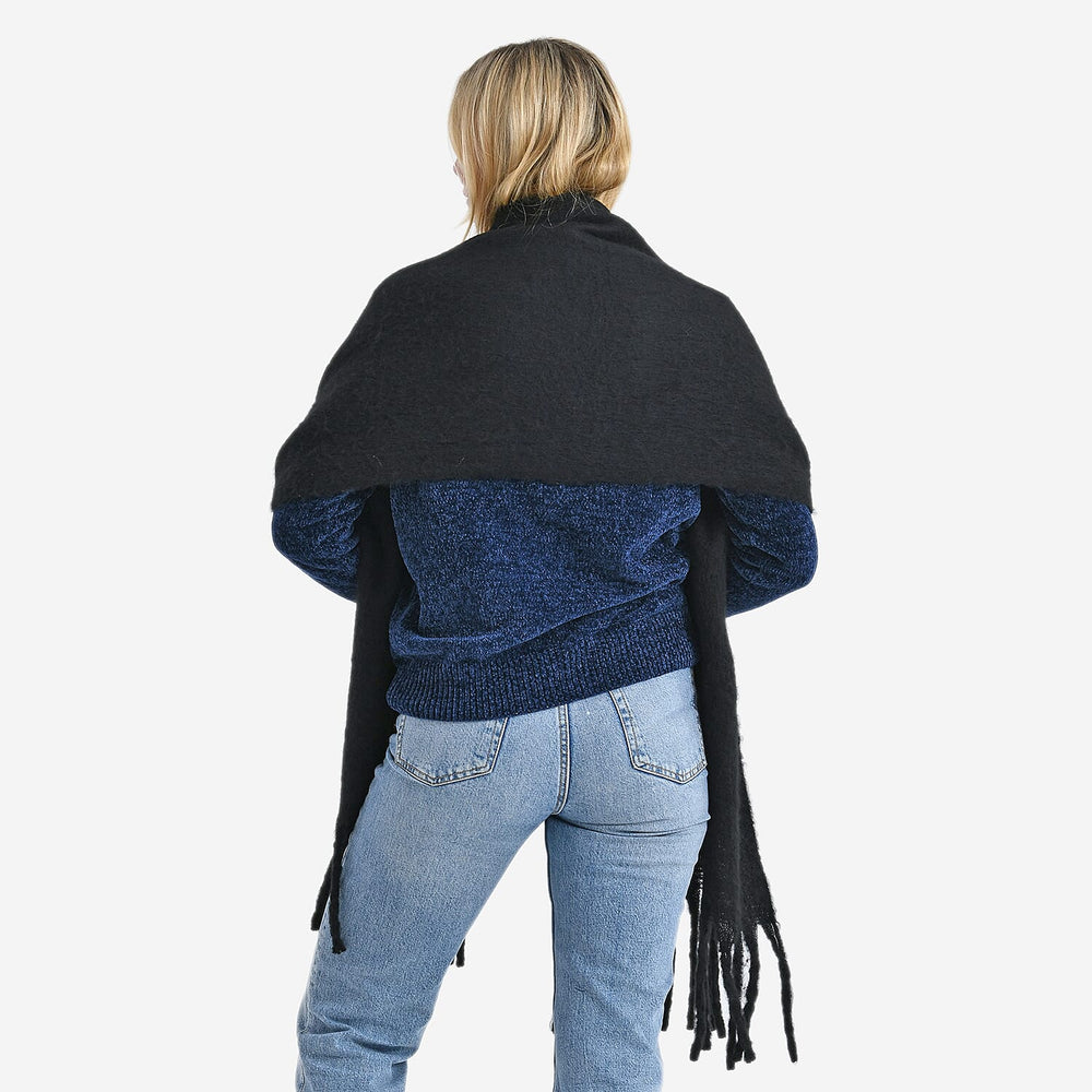 Styled By Soft Scarf with Fringes (180 x 35 Cm) - Black