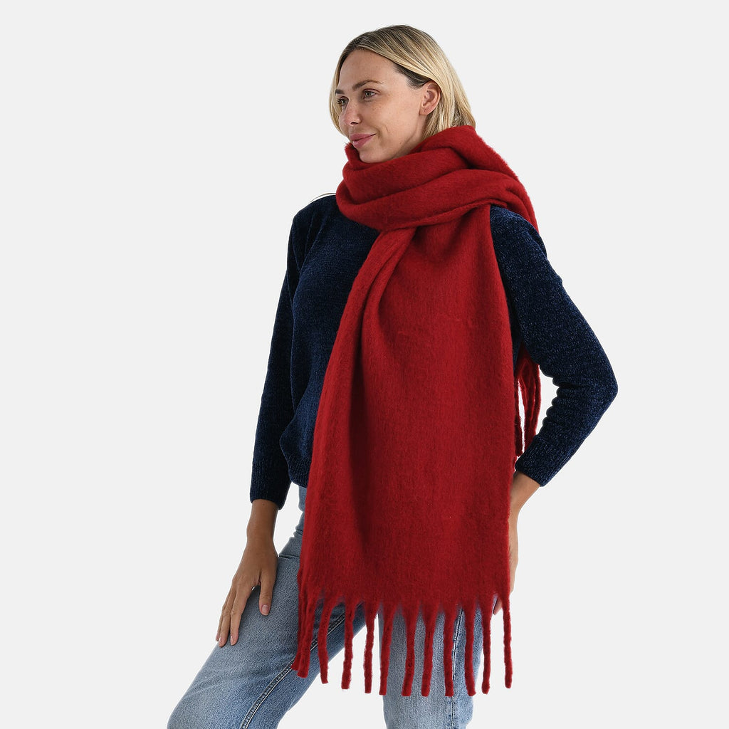 Styled By Soft Scarf with Fringes (180 x 35 Cm) - Red