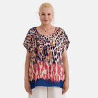 Styled By Leopard Print Round Neck Top (One Size) - Black - Multi