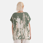 Styled By Abstract Print Round Neck Top (One Size) - Green