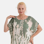 Styled By Abstract Print Round Neck Top (One Size) - Green