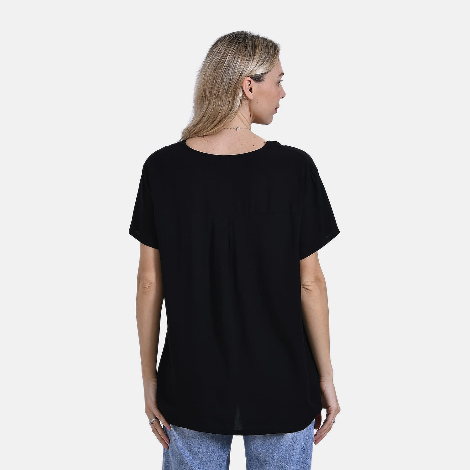 Styled By Solid Blouse (Size 74x1 cm) - Black & Black