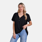 Styled By Solid Blouse (Size 74x1 cm) - Black & Black