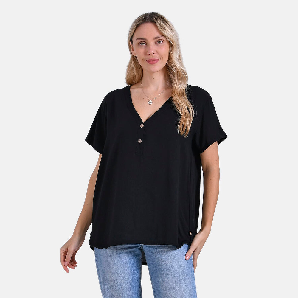 Styled By Solid Blouse (Size 79x1 cm) - Black & Black