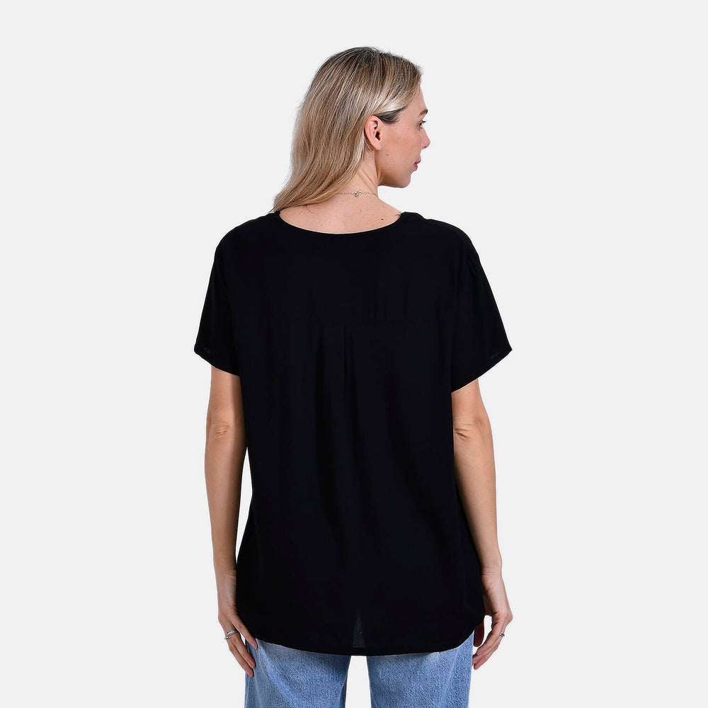 Styled By Solid Blouse (Size 79x1 cm) - Black & Black