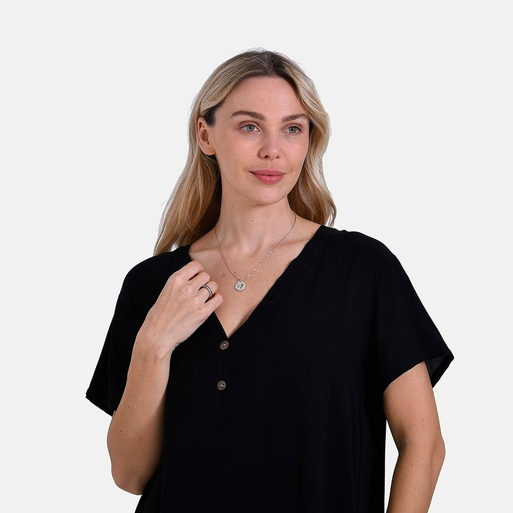 Styled By Solid Blouse (Size 79x1 cm) - Black & Black