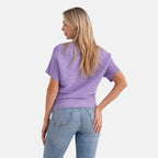Styledby One-Size Casual Short Sleeve Jumper - Purple