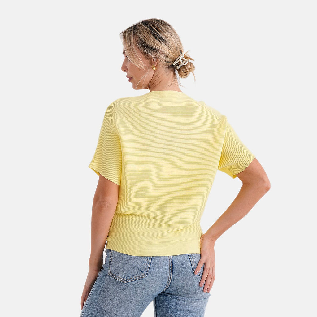Styledby One-Size Casual Short Sleeve Jumper - Yellow