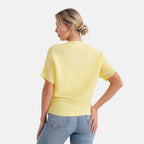 Styledby One-Size Casual Short Sleeve Jumper - Yellow