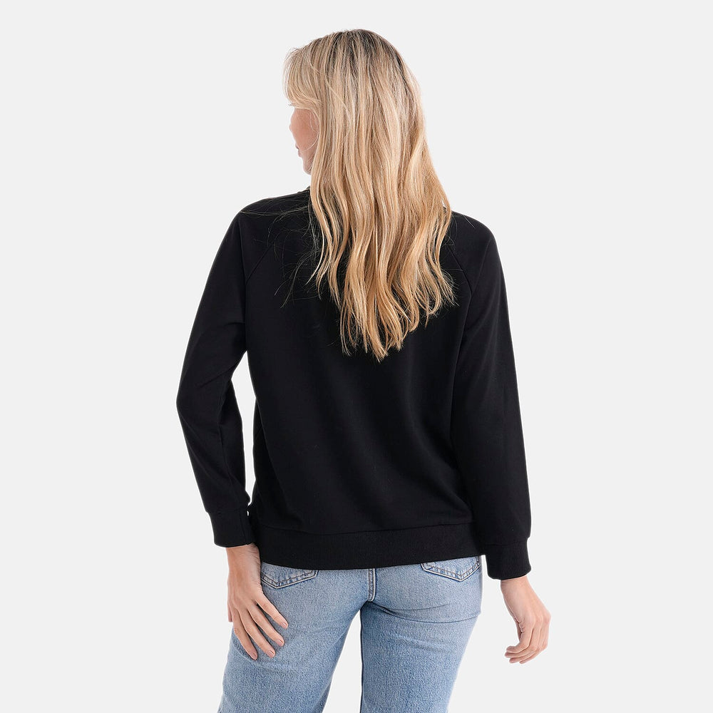 Styled By Casual Round-Neck Solid Color Long-Sleeve Top (Size S) - Black