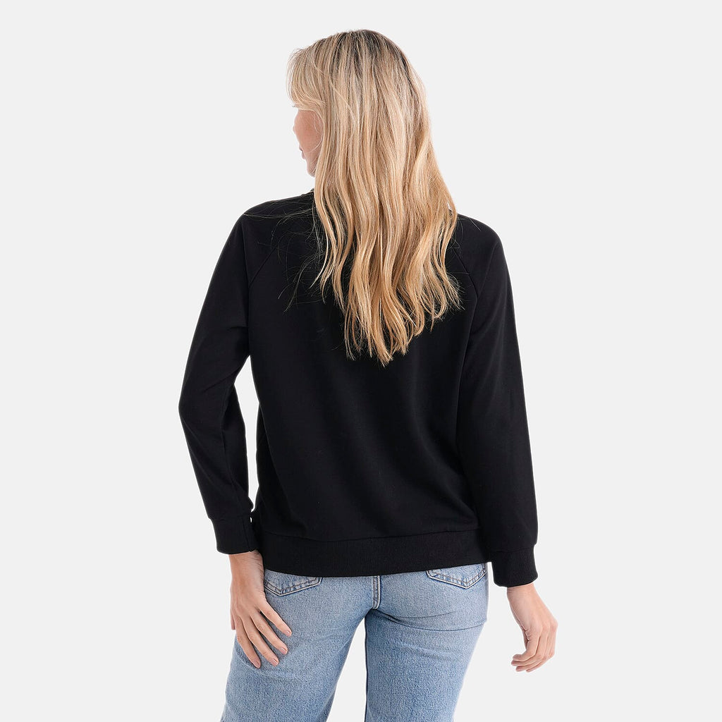 Styled By Casual Round-Neck Solid Color Long-Sleeve Top (Size S) - Black