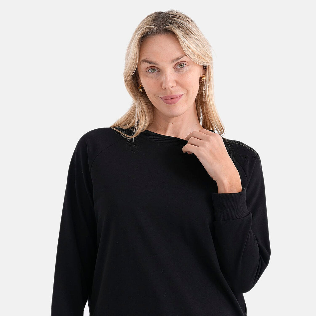 Styled By Casual Round-Neck Solid Color Long-Sleeve Top (Size S) - Black