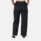 Styledby 100% Cotton Wide-Leg Denim Pants With Drawstring Waist (Size - L) - Black