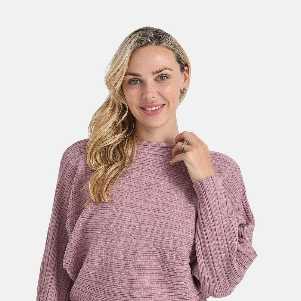 Styled by Boat Neck Batwing Jumper (One Size) - Pink