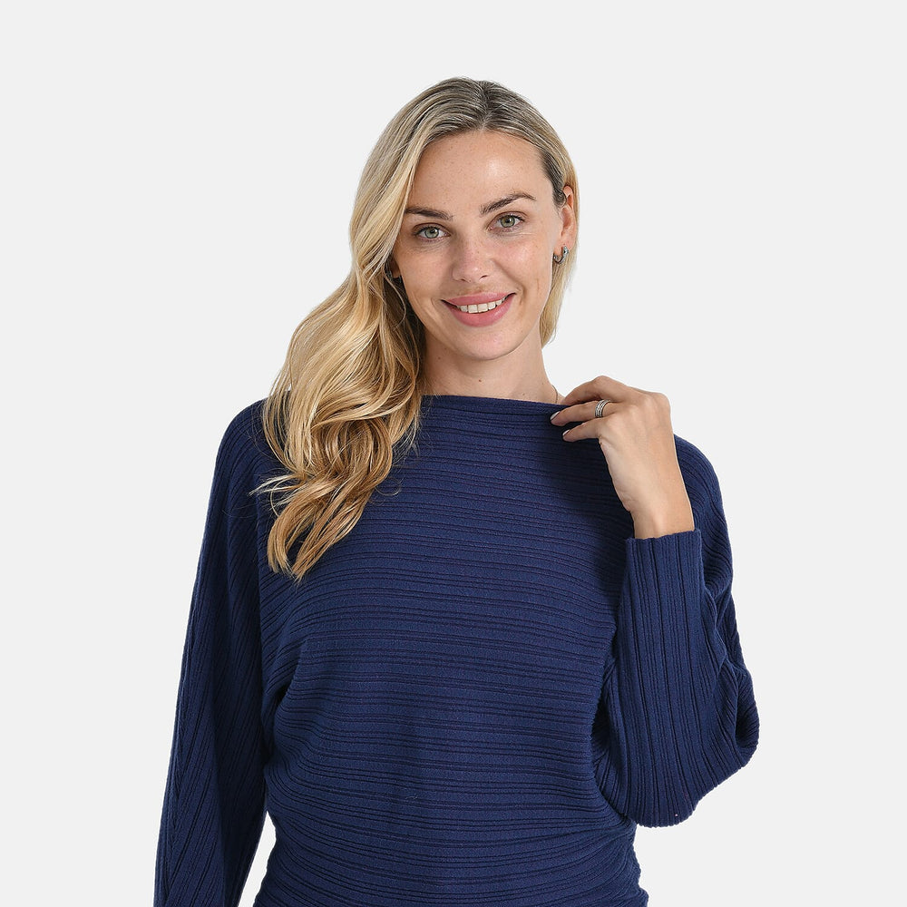 Styled by Boat Neck Batwing Jumper (One Size) - Purple