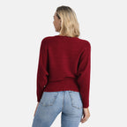 Styled by Boat Neck Batwing Jumper (One Size) - Red
