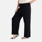 - Maisi Set Of 2 Printed And Solid Color Wide-Leg Trousers (Size L) - Basil Green - Black