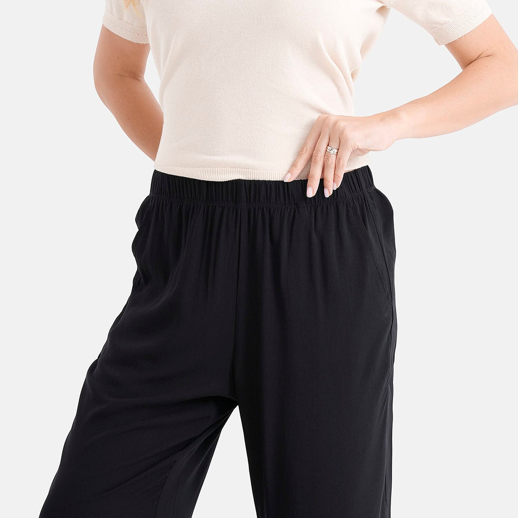 - Maisi Set Of 2 Printed And Solid Color Wide-Leg Trousers (Size L) - Basil Green - Black
