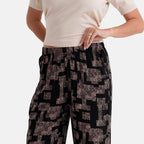 - Maisi Set Of 2 Printed And Solid Color Wide-Leg Trousers (Size M) - Black - Brown
