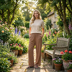 - Maisi Set Of 2 Printed And Solid Color Wide-Leg Trousers (Size M) - Black - Brown