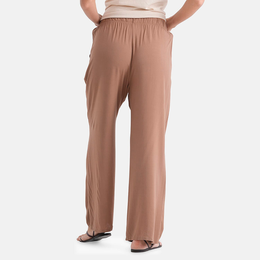 - Maisi Set Of 2 Printed And Solid Color Wide-Leg Trousers (Size M) - Black - Brown