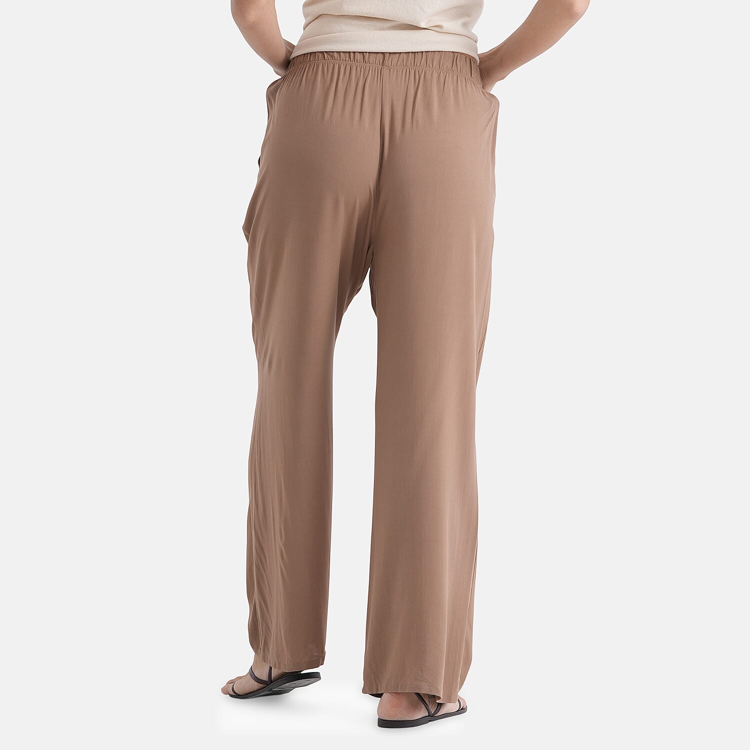- Maisi Set Of 2 Printed And Solid Color Wide-Leg Trousers (Size M) - Black - Brown