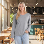 Styledby Set Of 2 Long-Sleeve Roundneck Supersoft Casual Tops (Size 12 To 14) - Grey - Black