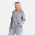 Styledby Set Of 2 Long-Sleeve Roundneck Supersoft Casual Tops (Size 12 To 14) - Grey - Black
