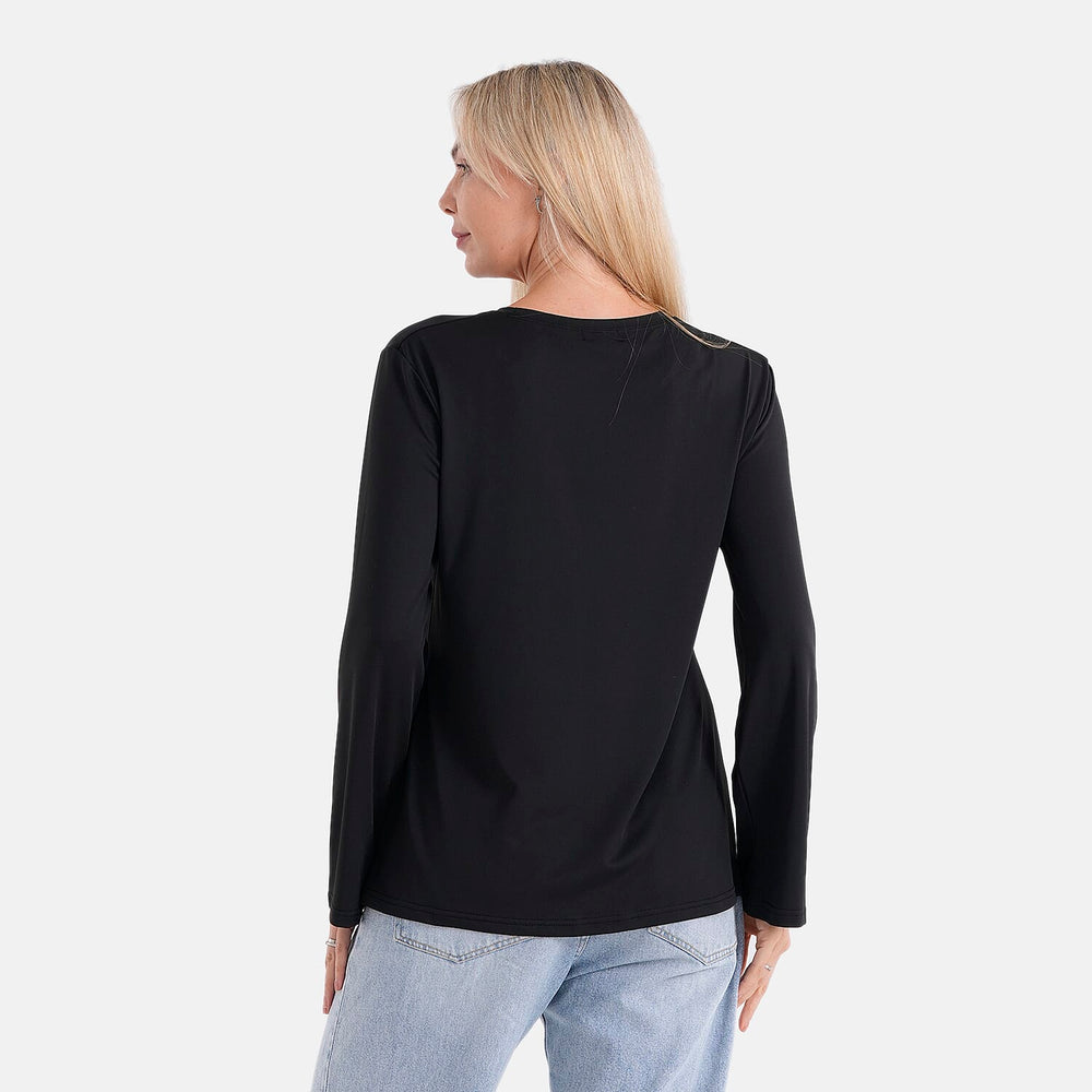 Styledby Set Of 2 Long-Sleeve Roundneck Supersoft Casual Tops (Size 12 To 14) - Grey - Black