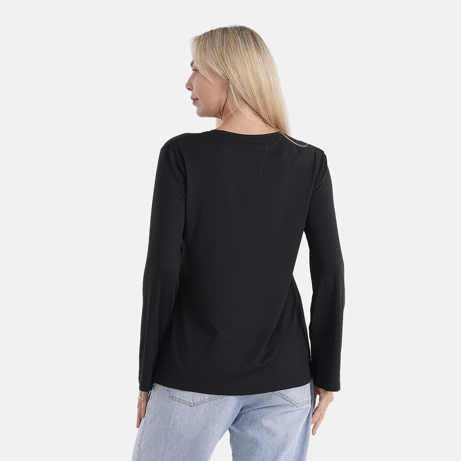 Styledby Set Of 2 Long-Sleeve Roundneck Supersoft Casual Tops (Size 12 To 14) - Grey - Black