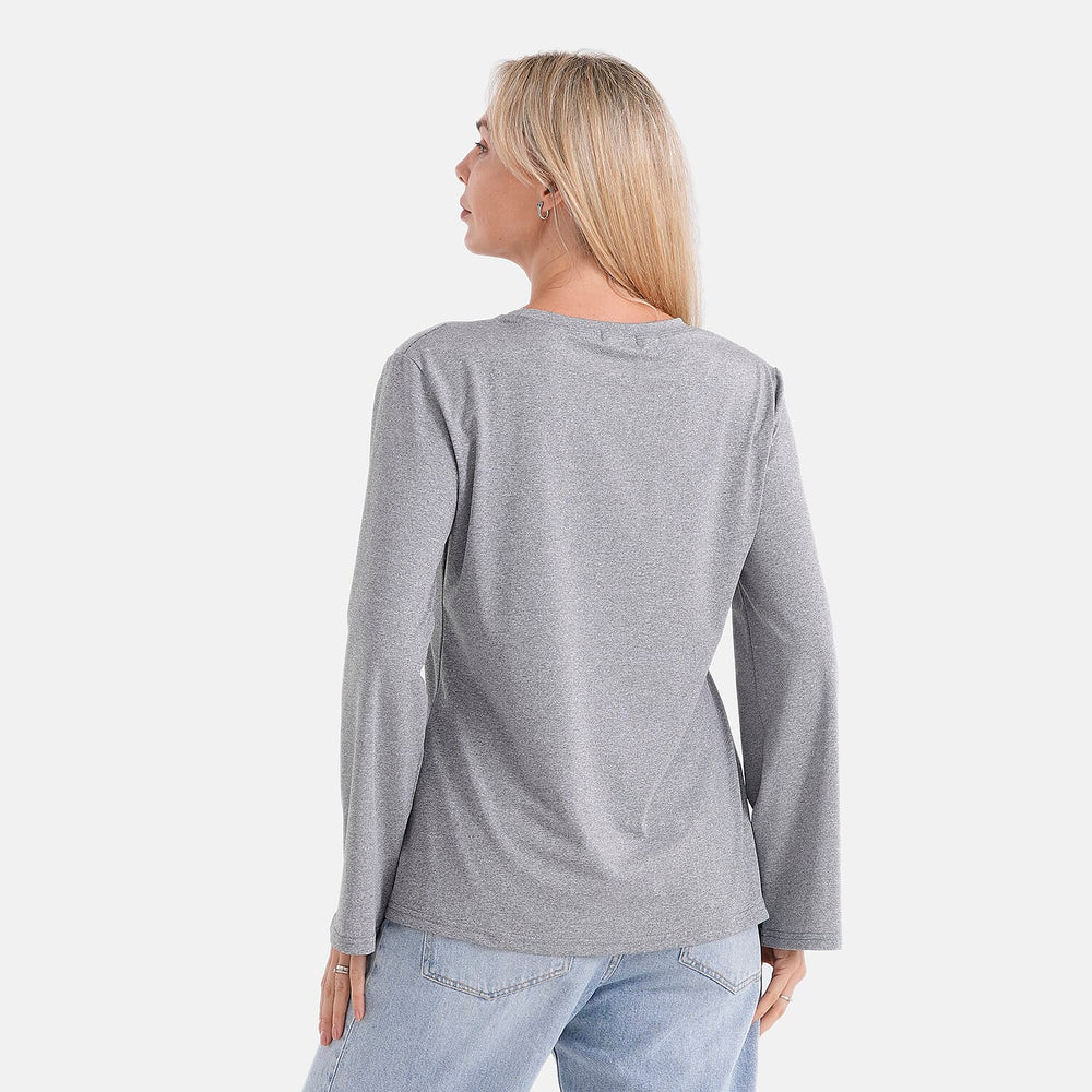 Styledby Set Of 2 Long-Sleeve Roundneck Supersoft Casual Tops (Size 8 To 10) - Grey - Black