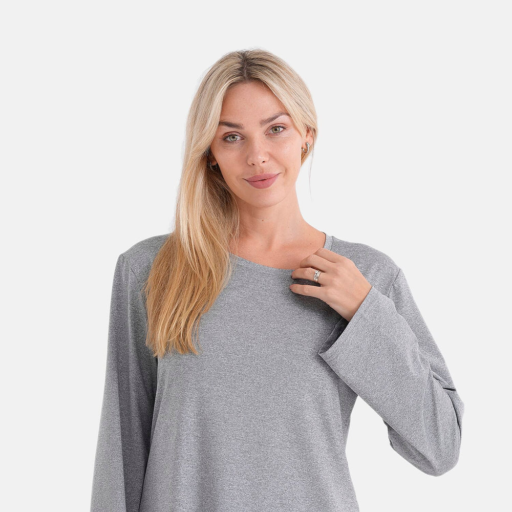 Styledby Set Of 2 Long-Sleeve Roundneck Supersoft Casual Tops (Size 8 To 10) - Grey - Black