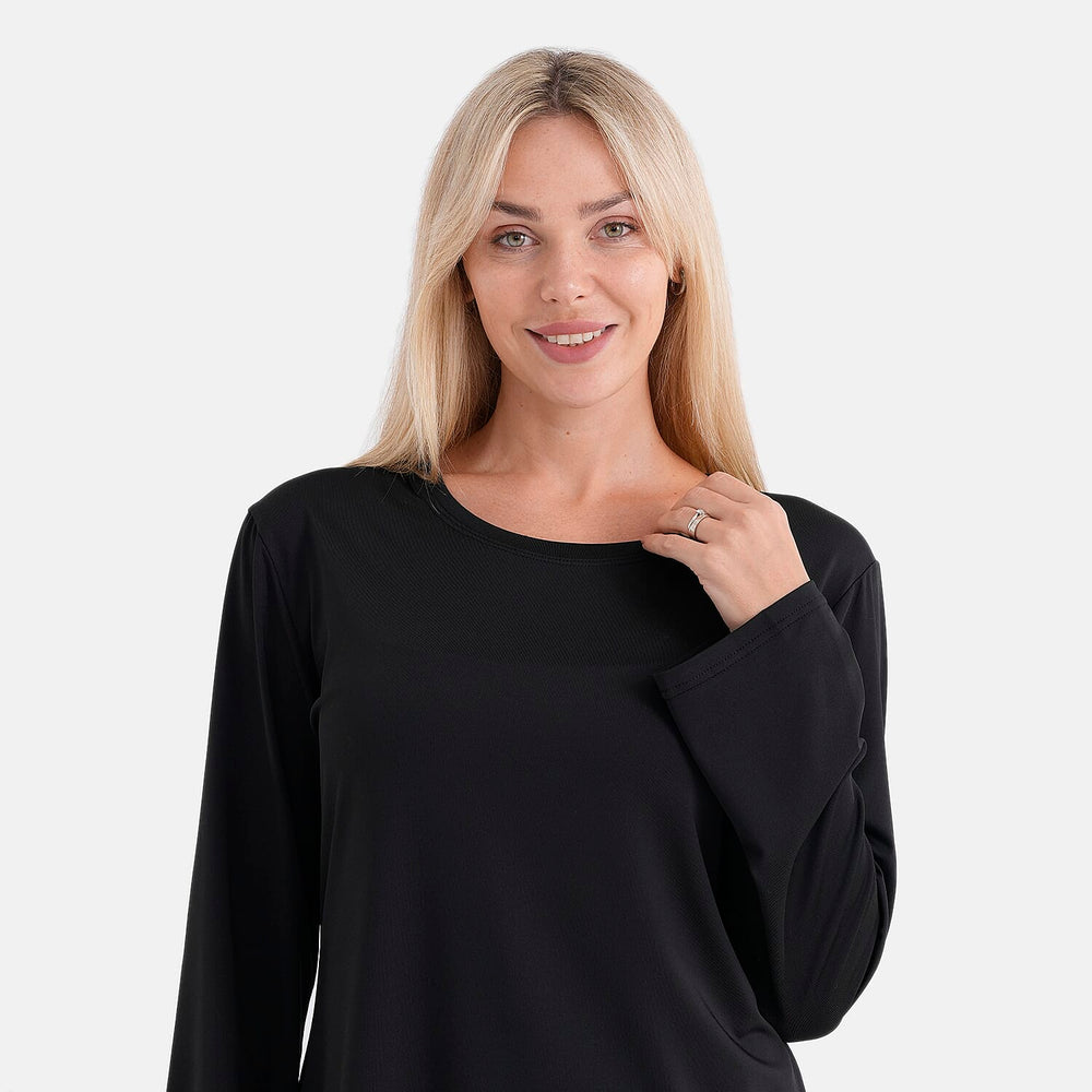 Styledby Set Of 2 Long-Sleeve Roundneck Supersoft Casual Tops (Size 8 To 10) - Grey - Black
