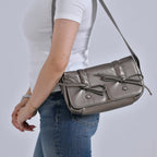 Stylish Bowknot Design Crossbody Bag (Size 27x8x12 cm) - Gunmetal