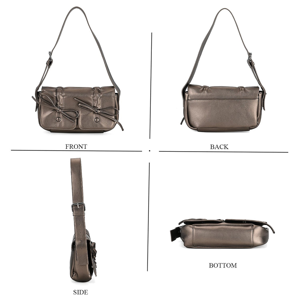 Stylish Bowknot Design Crossbody Bag (Size 27x8x12 cm) - Gunmetal