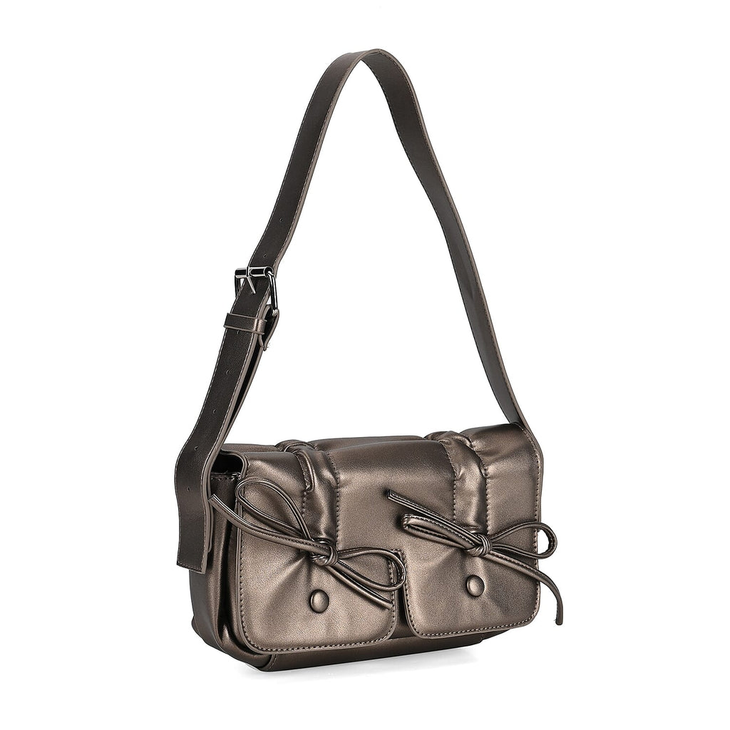 Stylish Bowknot Design Crossbody Bag (Size 27x8x12 cm) - Gunmetal