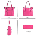 Stylish Genuine Leather Everyday Tote Bag With Adjustable Strap - Pink