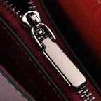 Stylish Genuine Leather Everyday Tote Bag With Adjustable Strap - Wine Red