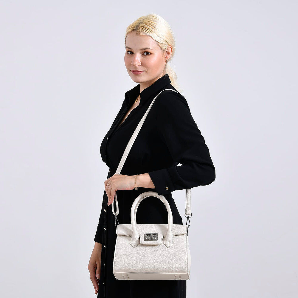Stylish Off White Rectangular Crossbody Bag with Top Handle