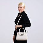 Stylish Off White Rectangular Crossbody Bag with Top Handle