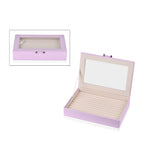 Stylish Ring Box With Glass Window & Anti Tarnish Lining (Size 10x7x2 cm) - Purple (Can Hold 100Pcs Rings)