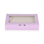 Stylish Ring Box With Glass Window & Anti Tarnish Lining (Size 10x7x2 cm) - Purple (Can Hold 100Pcs Rings)