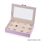 Stylish Ring Box With Glass Window & Anti Tarnish Lining (Size 10x7x2 cm) - Purple (Can Hold 100Pcs Rings)