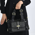 Stylish Sequin Crossbody Bag with Rhinestone Detail - Black