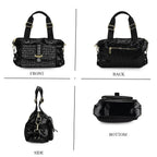 Stylish Sequin Crossbody Bag with Rhinestone Detail - Black